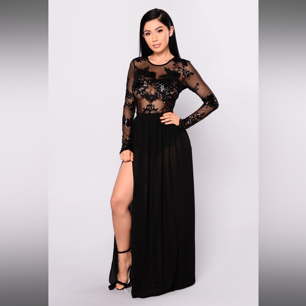 Mesh sequin maxi dress